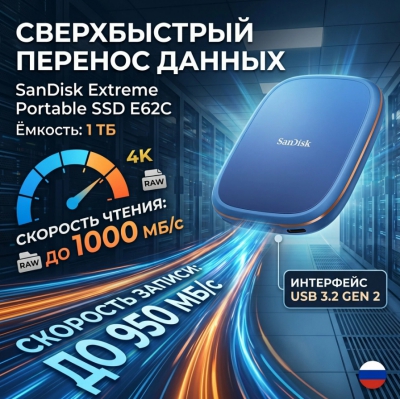 Внешний жесткий диск SanDisk Creator Phone SSD 1TB c поддержкой MagSafe (синий)