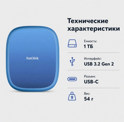 Внешний жесткий диск SanDisk Creator Phone SSD 1TB c поддержкой MagSafe (синий)