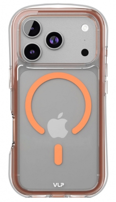 Чехол противоударный VLP  Bubble Case с поддержкой MagSafe для iPhone 17 Pro Max (прозрачный, оранжевый)