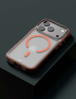 Чехол противоударный VLP  Bubble Case с поддержкой MagSafe для iPhone 17 Pro Max (прозрачный, оранжевый)