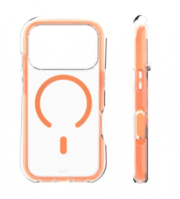 Чехол противоударный VLP  Bubble Case с поддержкой MagSafe для iPhone 17 Pro Max (прозрачный, оранжевый)