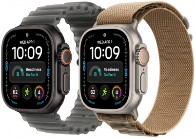 Часы Apple Watch Ultra 4 Cellular, 49 мм, корпус из титана натурального цвета, ремешок Ocean полупрозрачного серого цвета (MJAD4)