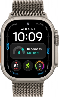 Часы Apple Watch Ultra 4 Cellular, 49 мм, корпус из титана натурального цвета, миланский браслет натурального цвета, размер S (MJA84)