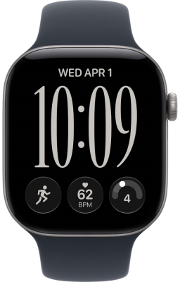 Часы Apple Watch Series 12, 46 мм, корпус из алюминия цвета «серый космос», спортивный ремешок синего цвета, размер M/L (MJEJ4)