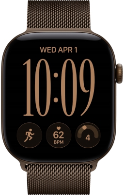 Часы Apple Watch Series 12, 46 мм, корпус из алюминия цвета «тёмная бронза», миланский браслет цвета «тёмная бронза», размер M/L (MKD84)