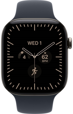 Часы Apple Watch Series 12 Cellular, 46 мм, корпус из титана натурального цвета, спортивный ремешок синего цвета, размер M/L (MJGN4)