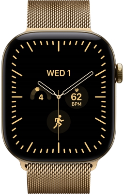 Часы Apple Watch Series 12 Cellular, 46 мм, корпус из титана цвета «сияющее золото», миланский браслет цвета «сияющее золото», размер M/L (MJGV4)