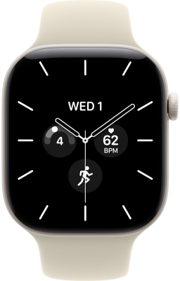 Часы Apple Watch Series 12 Cellular, 46 мм, корпус из керамики цвета «жемчужно-белый», спортивный ремешок бежевого цвета, размер M/L (MJH24)