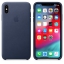 Чехол клип-кейс кожаный Apple Leather Case для iPhone XS Max, тёмно-синий цвет (MRWU2ZM/A) цена
