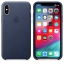 Чехол клип-кейс кожаный Apple Leather Case для iPhone XS, тёмно-синий цвет (MRWN2ZM/A) цена