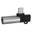Адаптер переходник JH-027 Lightning 8-pin на аудио разъем Jack 3.5 AUX + разъем для зарядки Lightning 8-pin (серебристый)
