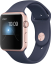 Спортивный ремешок тёмно-синего цвета для Apple Watch 42 мм S/M и M/L с фурнитурой из алюминия цвета «розовое золото»