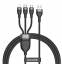 Кабель из износостойкой нейлоновой оплетки Baseus Flash Series Two-for-Three Data Cable USB+Type-C to M+L+C 100W 1.2m (CA2T3-G1) черный