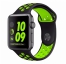Силиконовый спортивный ремешок для Apple Watch 42-44 мм (черный с зеленым)