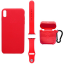 Набор 3 в 1 (красный) Силиконовый чехол для Iphone, силиконовый чехол для AirPods, Ремешок для AppleWath 42/44