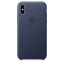 Чехол клип-кейс кожаный Apple Leather Case для iPhone XS, тёмно-синий цвет (MRWN2ZM/A)