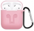 Чехол силиконовый с карабином для Apple AirPods (розовый)