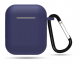 Чехол силиконовый CTI с карабином для Apple AirPods (без текстуры, темно-синий)