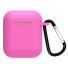 Чехол силиконовый CTI с карабином для Apple AirPods (без текстуры, ярко розовый)