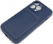 Чехол накладка силиконовый CTI для Apple iPhone 13 Pro (6.1) с защитой объектива камеры и карманом для карт (темно-синий)