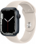 Часы Apple Watch Series 7, 45 мм, корпус из алюминия цвета «тёмная ночь», спортивный ремешок цвета «сияющая звезда» (MKNN3+MKUU3AM)