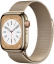Часы Apple Watch Series 8 Cellular, 41 мм, корпус из нержавеющей стали золотого цвета, миланский сетчатый браслет золотого цвета (ML733)