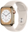 Часы Apple Watch Series 8 Cellular, 41 мм, корпус из нержавеющей стали золотого цвета, спортивный ремешок цвета «сияющая звезда», размер S/M и M/L (MNJC3)