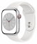 Часы Apple Watch Series 8 Cellular, 45 мм, корпус из алюминия серебристого цвета, спортивный ремешок белого цвета, размер S/M и M/L (MP4J3)