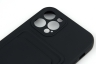 Чехол накладка силиконовый CTI для Apple iPhone 12 Pro (6.1) с защитой объектива камеры и карманом для карт (черный) цена