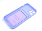 Чехол накладка силиконовый CTI для Apple iPhone 12 Pro (6.1) с защитой объектива камеры и карманом для карт (лаванда) купить