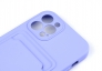 Чехол накладка силиконовый CTI для Apple iPhone 12 Pro (6.1) с защитой объектива камеры и карманом для карт (лаванда) 