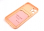 Чехол накладка силиконовый CTI для Apple iPhone 12 Pro (6.1) с защитой объектива камеры и карманом для карт (розовый) 