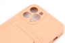 Чехол накладка силиконовый CTI для Apple iPhone 12 Pro (6.1) с защитой объектива камеры и карманом для карт (розовый) цена