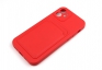 Чехол накладка силиконовый CTI для Apple iPhone 12 (6.1) с защитой объектива камеры и карманом для карт (красный) 