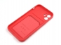 Чехол накладка силиконовый CTI для Apple iPhone 12 (6.1) с защитой объектива камеры и карманом для карт (красный) цена