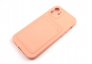 Чехол накладка силиконовый CTI для Apple iPhone 12 (6.1) с защитой объектива камеры и карманом для карт (розовый) купить