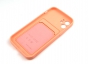 Чехол накладка силиконовый CTI для Apple iPhone 12 (6.1) с защитой объектива камеры и карманом для карт (розовый) цена