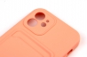 Чехол накладка силиконовый CTI для Apple iPhone 12 (6.1) с защитой объектива камеры и карманом для карт (розовый) Екатеринбург
