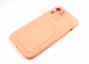 Чехол накладка силиконовый CTI для Apple iPhone 12 Pro Max (6.7) с защитой объектива камеры и карманом для карт (розовый) цена