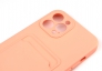 Чехол накладка силиконовый CTI для Apple iPhone 12 Pro Max (6.7) с защитой объектива камеры и карманом для карт (розовый) Екатеринбург