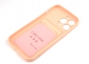 Чехол накладка силиконовый CTI для Apple iPhone 13 Pro (6.1) с защитой объектива камеры и карманом для карт (розовый) купить
