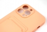 Чехол накладка силиконовый CTI для Apple iPhone 13 Pro Max (6.7) с защитой объектива камеры и карманом для карт (розовый) Екатеринбург