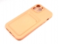 Чехол накладка силиконовый CTI для Apple iPhone 13 Pro Max (6.7) с защитой объектива камеры и карманом для карт (розовый) купить
