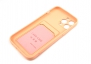 Чехол накладка силиконовый CTI для Apple iPhone 13 Pro Max (6.7) с защитой объектива камеры и карманом для карт (розовый) цена