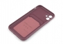 Чехол накладка силиконовый CTI для Apple iPhone 11 (6.1) с защитой объектива камеры и карманом для карт (бордовый) цена