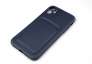 Чехол накладка силиконовый CTI для Apple iPhone 11 (6.1) с защитой объектива камеры и карманом для карт (темно-синий) цена