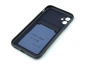 Чехол накладка силиконовый CTI для Apple iPhone 11 (6.1) с защитой объектива камеры и карманом для карт (темно-синий) купить