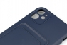 Чехол накладка силиконовый CTI для Apple iPhone 11 (6.1) с защитой объектива камеры и карманом для карт (темно-синий) купить