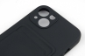 Чехол накладка силиконовый CTI для Apple iPhone 13 (6.1) с защитой объектива камеры и карманом для карт (черный) Екатеринбург