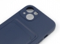 Чехол накладка силиконовый CTI для Apple iPhone 13 (6.1) с защитой объектива камеры и карманом для карт (темно-синий) купить